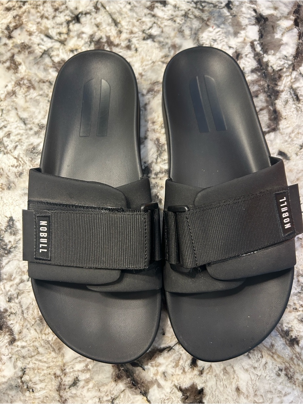 NOBULL Men’s Black Adjustable Strap Slide Sandals